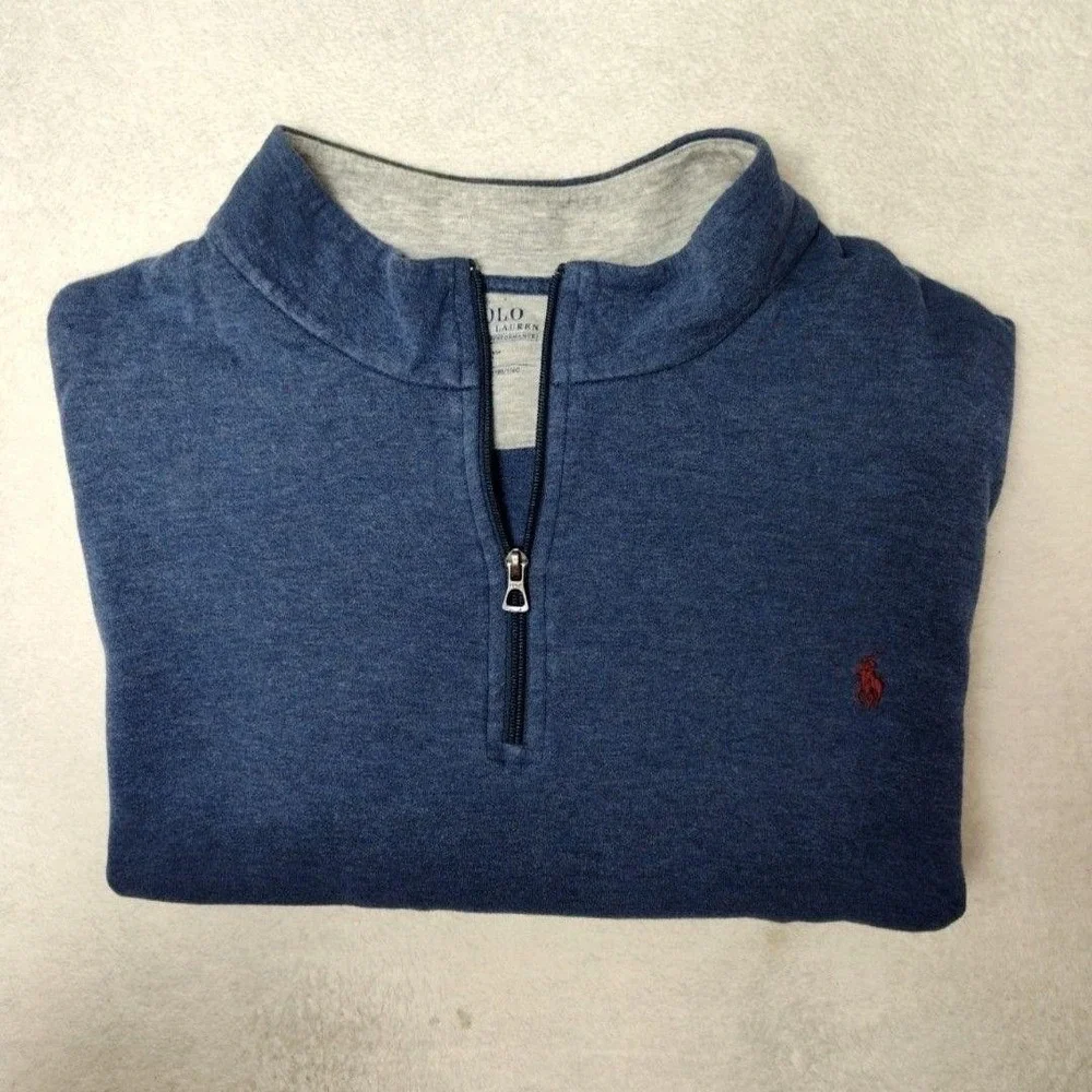 Polo Ralph Lauren Sweater Mens Big 3XB Blue 1/4 Zip Pullover Performance Work